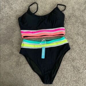 Women's Bikini Set - Black and Yellow